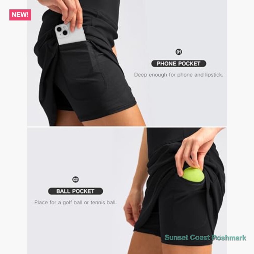 Polyester Athletic Skort With 4 Pockets High Wais… - image 5
